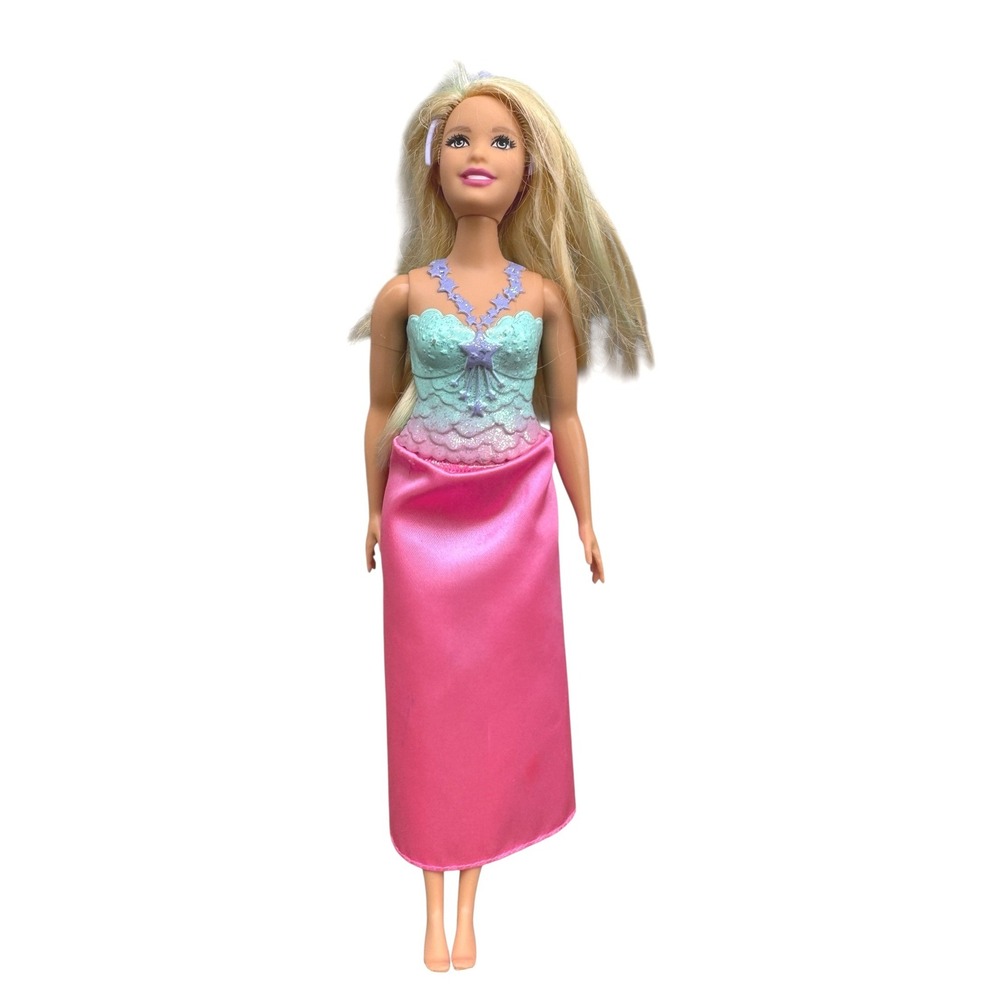 Mattel Barbie Dreamtopia curvey Doll Blonde Pink Teal Star Bodice 2017 1186 MJ